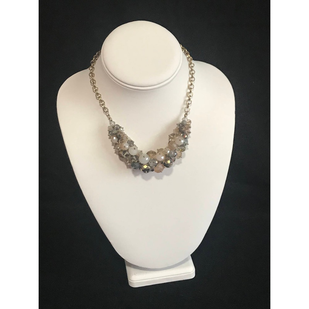 Vintage‎ Multi Colored Glass Beaded Necklace Aurora Borealis Gold Chain